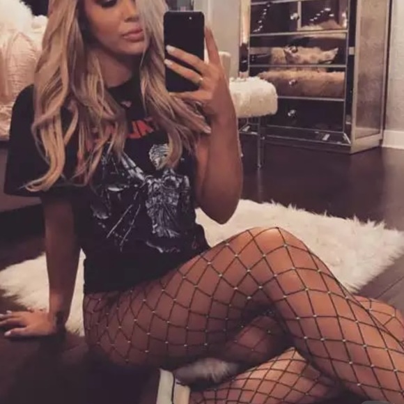 🎉Last One - New Arrival Sexy Rhinestone Fishnet Crystal Black Glitter Pantyhose - Picture 2 of 8